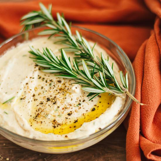 Rosemary Garlic White Bean Spread - Recipe photo by anotherveganfoodblog.com
