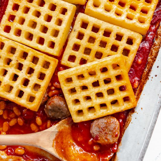 Meatball, Baked Bean & Potato Pie - Recipe photo by Together to Eat