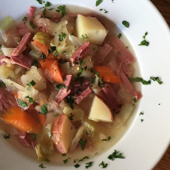 Slow Cooker Corned Beef Soup - Recipe photo by amycaseycooks