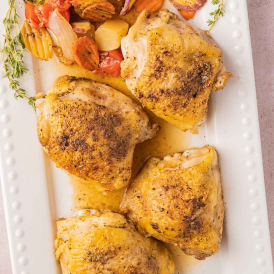Dutch Oven Chicken Thighs - Recipe photo by debsdailydish
