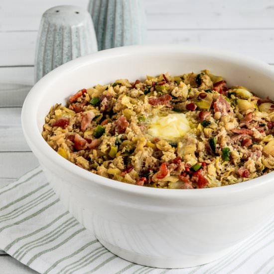 Low-Carb Colcannon with Bacon - Recipe photo by kalynskitchen