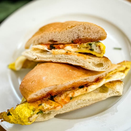 Ginger Chili Omelette Sandwich - Recipe photo by Sweet Simple Masala