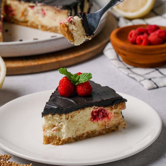 Chocolate Raspberry Cheesecake - Recipe photo by chocolatesandchai