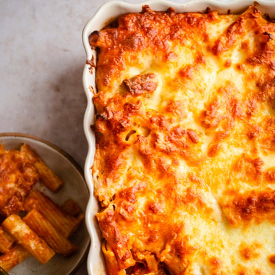 rigatoni al forno with béchamel sau - Recipe photo by tiffinandteaofficial