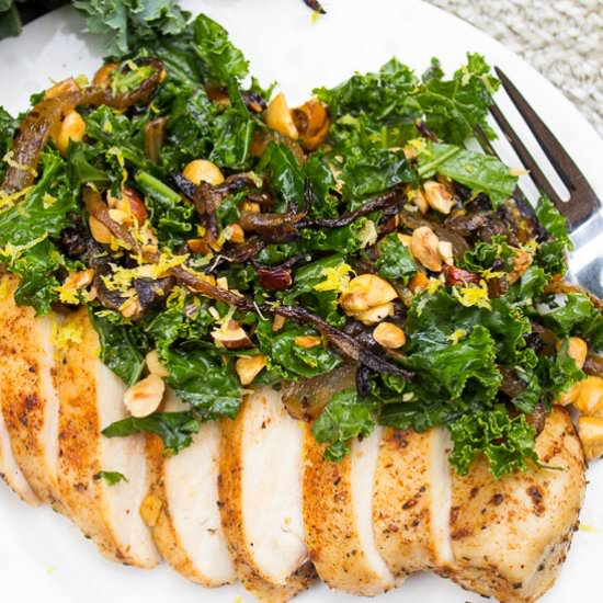 Kale Slaw, Nuts and Charred Onions - Recipe photo by Two Kooks In The Kitchen