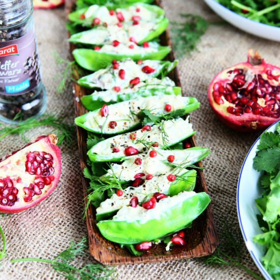 Egg Salad Stuffed Snow Peas - Recipe photo by angiesrecipes