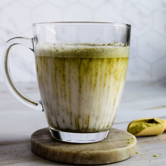 Matcha Latte with Almond Milk - Recipe photo by Sweet Simple Masala
