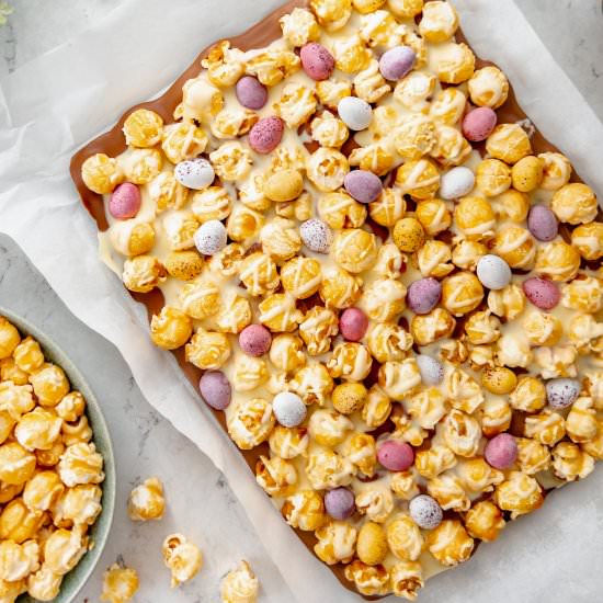Mini Egg Popcorn Bark - Recipe photo by Together to Eat