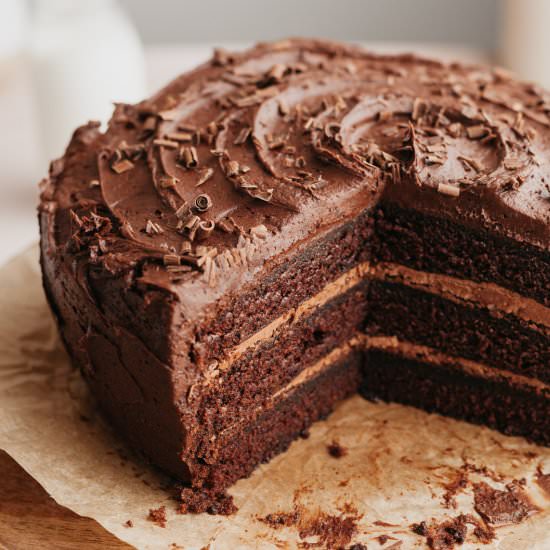 Triple Chocolate Layer Cake - Recipe photo by alpineella
