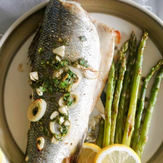 Sea Bass with Lemon Butter Sauce - Recipe photo by mygorgeousrecipes