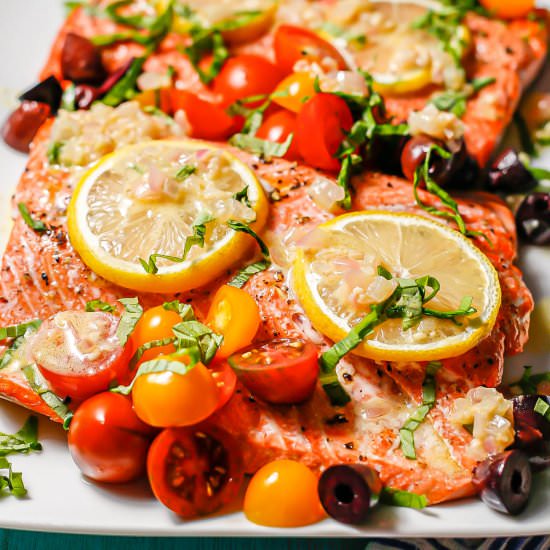 Baked Mediterranean Salmon - Recipe photo by Family Food on the Table