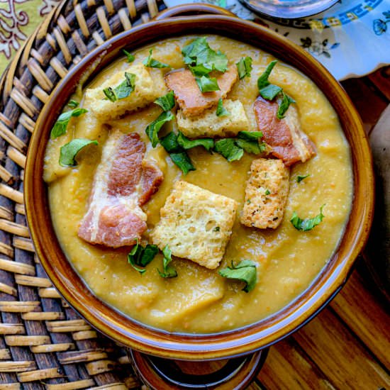 Split Pea Soup with Smoked Bacon - Recipe photo by NotEntirelyAverage