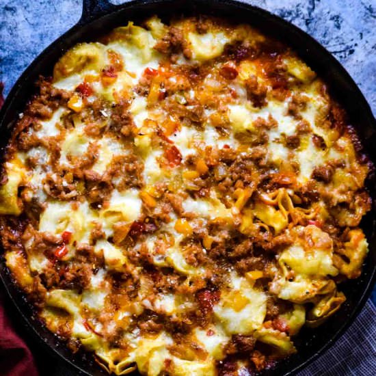 Lazy Lasagna Skillet w/ Tortellini - Recipe photo by Sweet Simple Masala