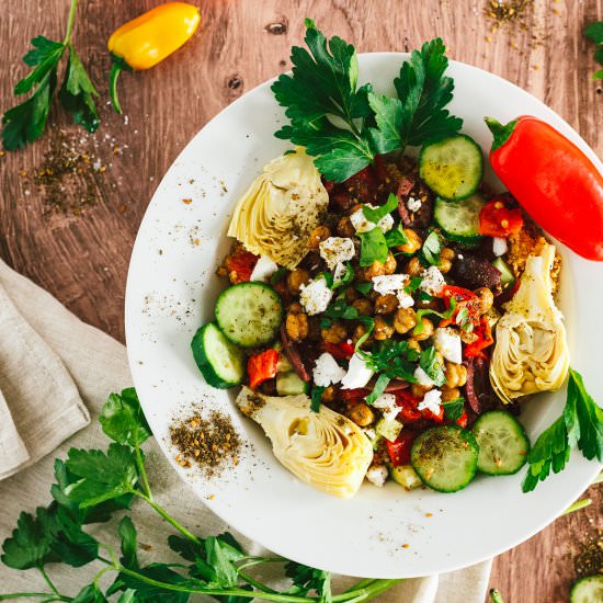Mediterranean Vegetable Bowl - Recipe photo by anotherveganfoodblog.com