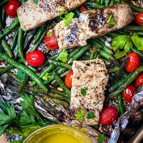 Hatch Chili Butter Grilled Halibut - Recipe photo by Open Plate Anthropology