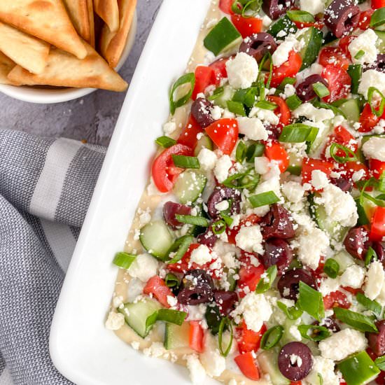 Greek 7-layer Dip - Recipe photo by Whiskfulcooking