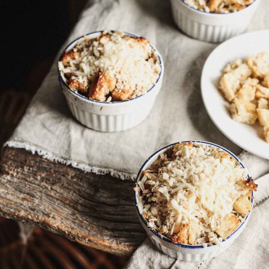 The Best Vegan French Onion Soup - Recipe photo by bitingintolife