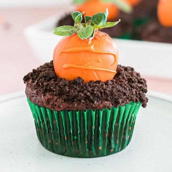 Carrot Patch Cupcakes - Recipe photo by OnMyKidsPlate