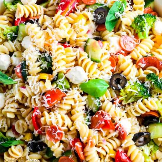 Easy Classic Italian Pasta Salad - Recipe photo by OnMyKidsPlate
