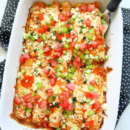 Buffalo Chicken Enchiladas - Recipe photo by Foodtastic Mom