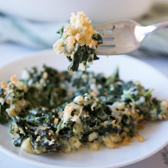Asiago Creamed Spinach Casserole - Recipe photo by sipandsanity