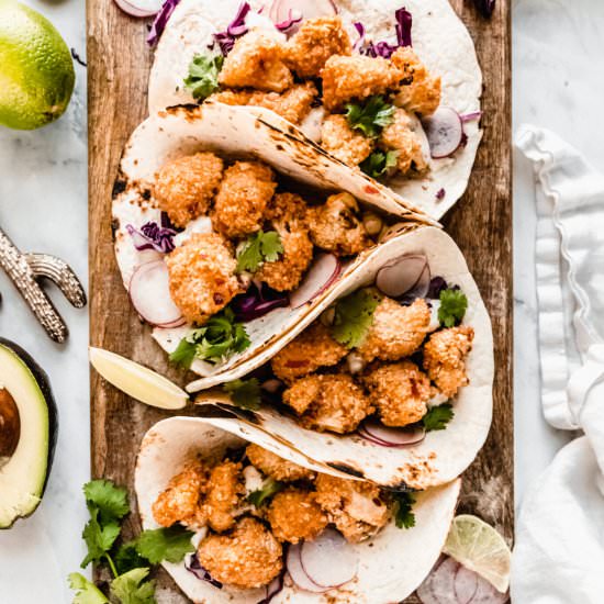 Crispy Cauliflower Tacos - Recipe photo by windycitydinnerfairy