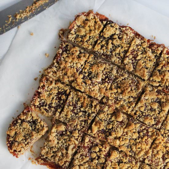 Peanut butter and jelly bars - Recipe photo by hornoMX