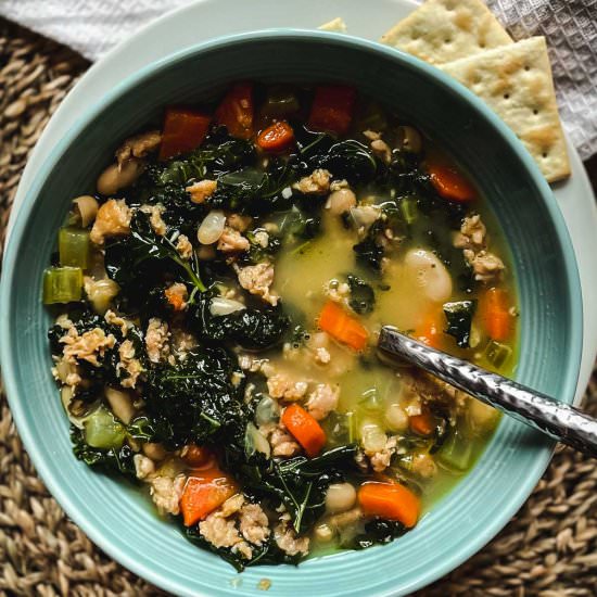 Kale Sausage & White Bean Soup - Recipe photo by Sweet Simple Masala