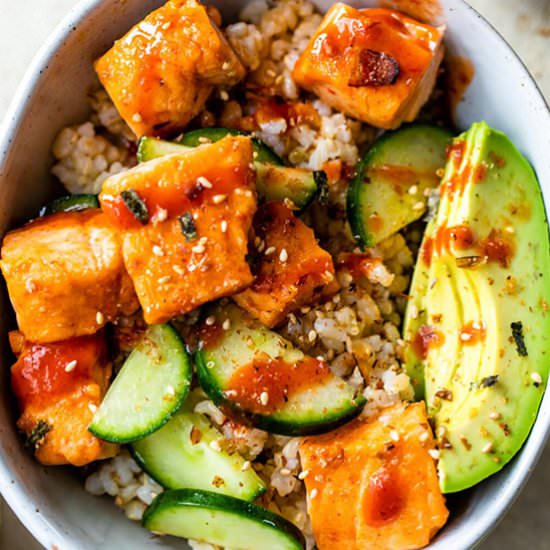 Honey Sriracha Roasted Salmon Bowls - Recipe photo by Skinnytaste