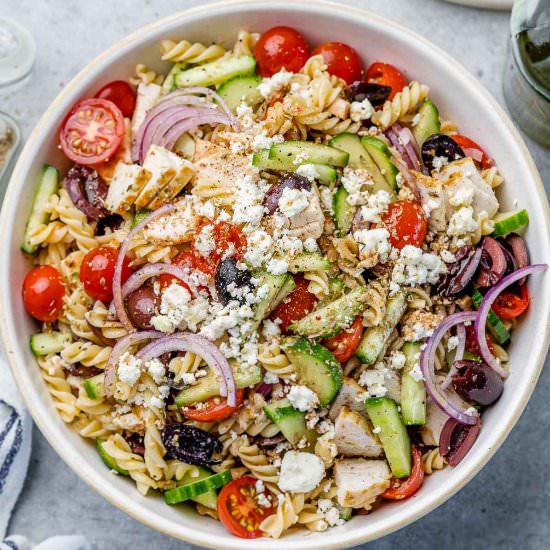 GREEK CHICKEN PASTA SALAD - Recipe photo by healthyfitnessmeals