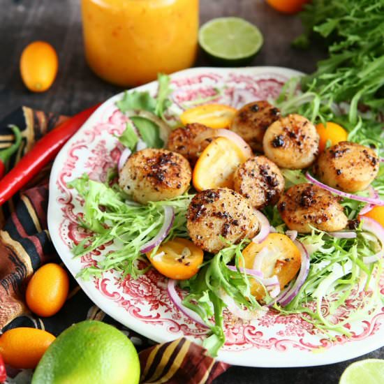 Scallop, Frisée, and Kumquat Salad - Recipe photo by angiesrecipes