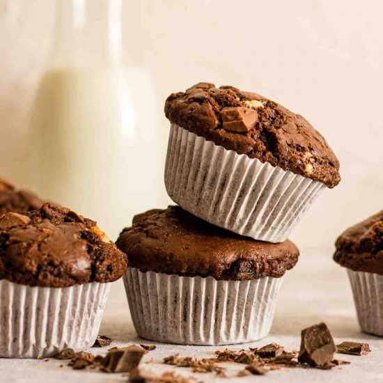 Triple Chocolate Muffins - Recipe photo by PastryWishes