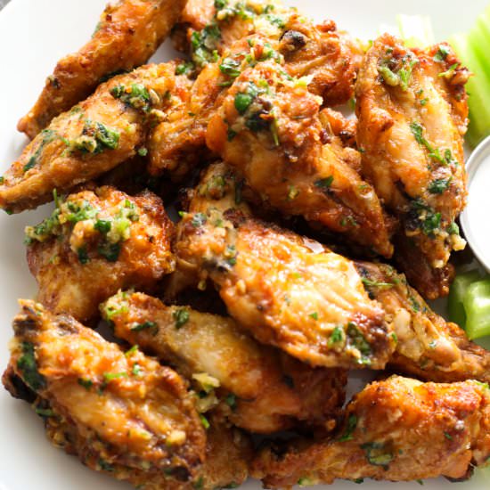Baked Garlic Parmesan Wings - Recipe photo by Simshomekitchen
