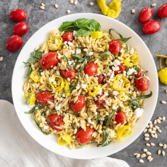 Orzo Pesto Salad with Popped Tomato - Recipe photo by ThePypersKitchen