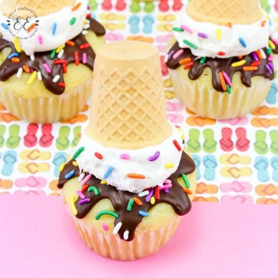 Melting Ice Cream Cone Cupcakes - Recipe photo by emilyenchanted