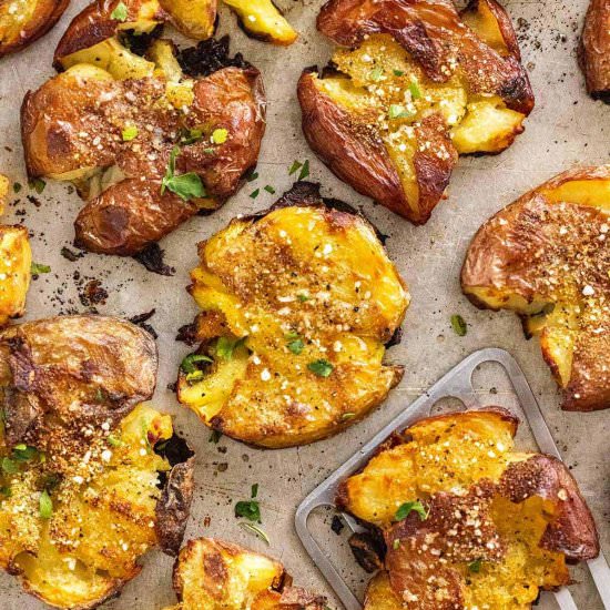Smashed Potatoes - Recipe photo by Jessica Gavin