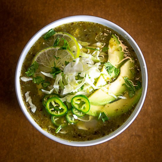 Vegetarian Pozole Verde - Recipe photo by MexicanPlease