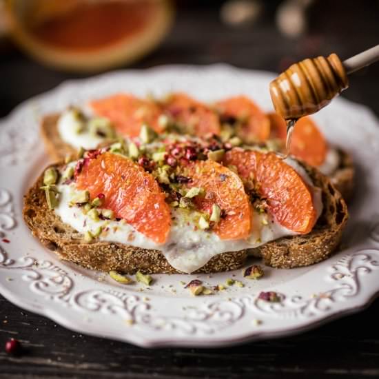 Ricotta Toast with Citrus and Honey - Recipe photo by In Search Of Yummy-ness