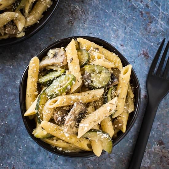One Pot Zucchini Mushroom Pasta - Recipe photo by dizzybusyandhungry