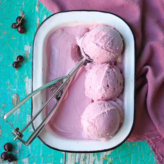 No Churn Blackcurrant Ice Cream - Recipe photo by Farmersgirlkitchen