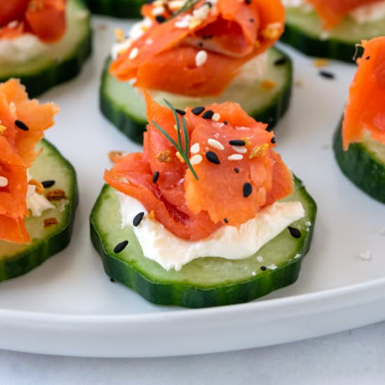 Smoked Salmon Cucumber Bites - Recipe photo by freshapron