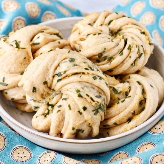 Garlic Chive Flower Buns - Recipe photo by karenskitchenstories