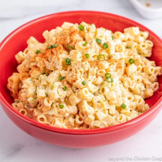 Deviled Egg Pasta Salad - Recipe photo by BeyondtheCoop
