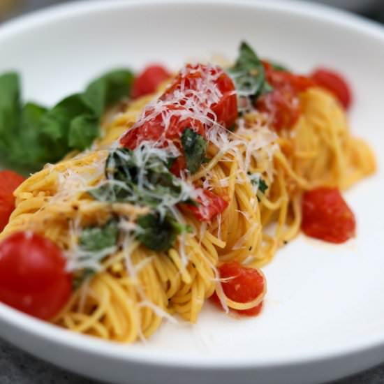 Angel Hair Pasta with Tomato - Recipe photo by Man Meets Oven