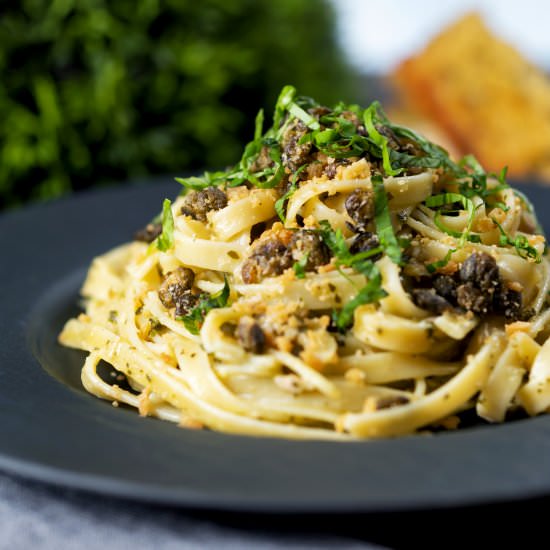 Tuna Pesto Pasta with Fried Capers - Recipe photo by Brian Jones