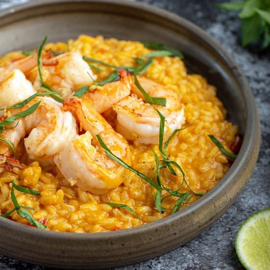Red Curry Risotto w/ Shrimps - Recipe photo by Lokness