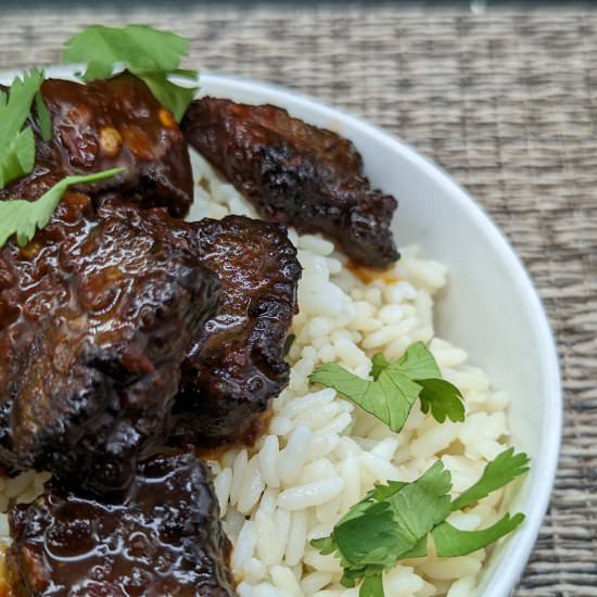 Mexican Pork Belly Rice Bowl - Recipe photo by WhatsSmoking