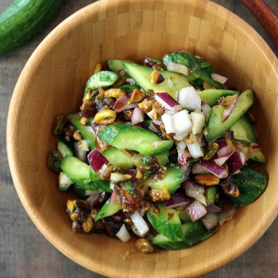 Cucumbers, dates, pistachios - Recipe photo by Food Gal