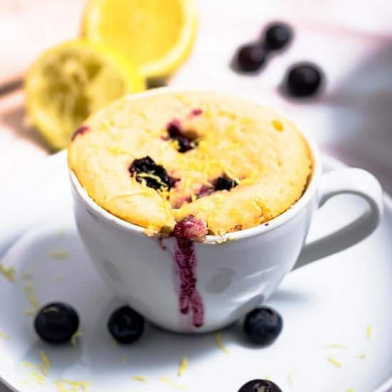 Keto Lemon Blueberry Mug Cake - Recipe photo by lowcarbspark