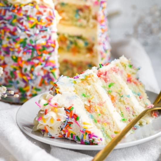 Vegan Funfetti Cake - Recipe photo by earthly provisions